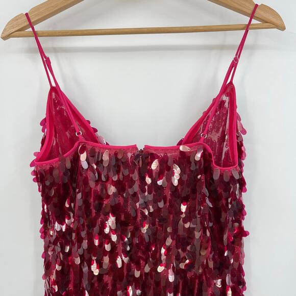 NBD | Ruby Red Sequin Paillettes Maxi Slip Dress S - Picture 8 of 16